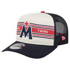 Minnesota Twins Banner A-Frame 9FIFTY Trucker Snapback Hat Cream/Navy