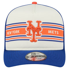 New York Mets Banner A-Frame 9FIFTY Trucker Snapback Hat Cream/Royal