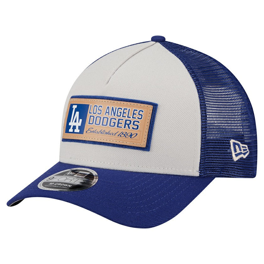 Los Angeles Dodgers Text A-Frame Trucker 9FORTY Hat Stone/Royal