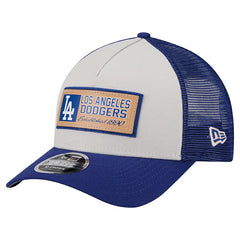 Los Angeles Dodgers Text A-Frame Trucker 9FORTY Hat Stone/Royal