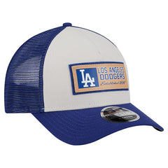 Los Angeles Dodgers Text A-Frame Trucker 9FORTY Hat Stone/Royal