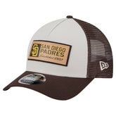 San Diego Padres Text A-Frame Trucker 9FORTY Hat Stone/Brown
