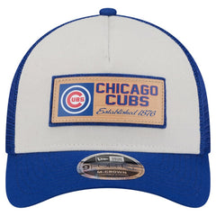 Chicago Cubs Text A-Frame Trucker 9FORTY Hat Stone/Royal