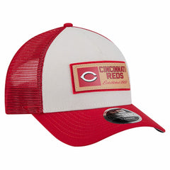Cincinnati Reds Text A-Frame Trucker 9FORTY Hat Stone/Red