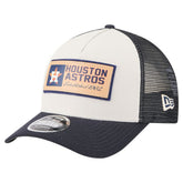 Houston Astros Text A-Frame Trucker 9FORTY Hat Stone/Navy