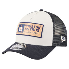 Houston Astros Text A-Frame Trucker 9FORTY Hat Stone/Navy