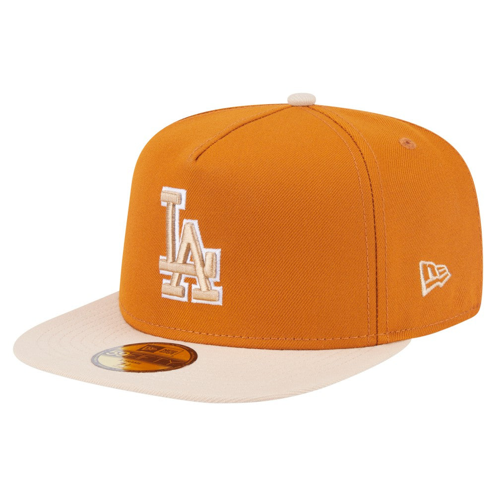 Los Angeles Dodgers Two-Tone Color Pack A-Frame 59FIFTY Fitted Hat Orange/Light Beige