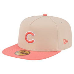 Chicago Cubs Two-Tone Color Pack A-Frame 59FIFTY Fitted Hat Light Beige/Coral