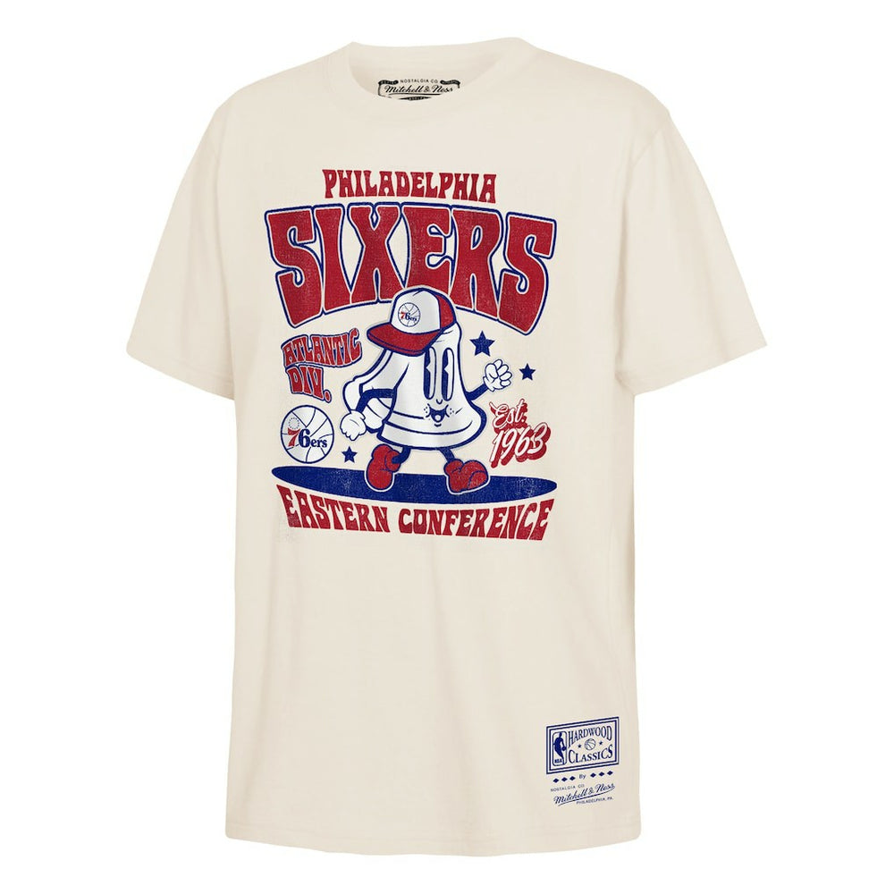 Philadelphia 76ers Youth Retro Mascot Script T-Shirt - Cream sale