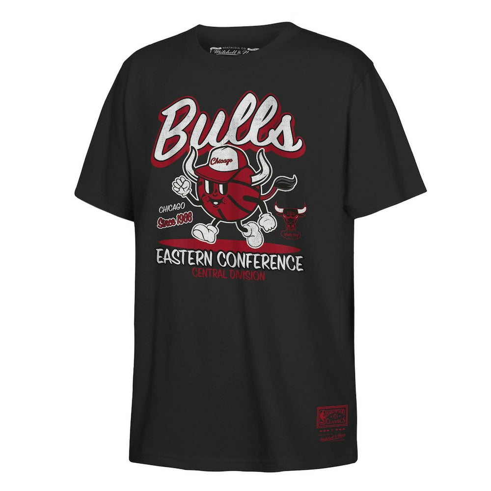 Chicago Bulls Youth Retro Mascot Script T-Shirt sale - Black cheap