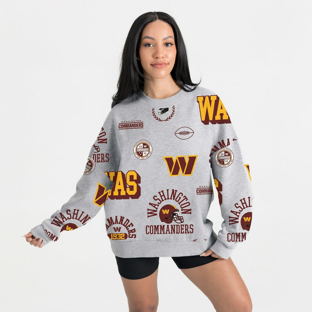 Washington Commanders Gameday Couture Women's Always On Repeat Fleece Sweatshirt - Heather Gray for sale