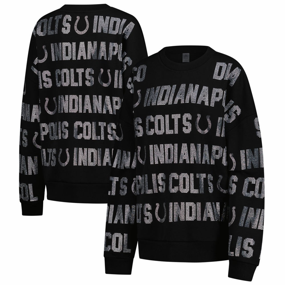 Indianapolis Colts Gameday Couture Women's Oversized Hype Era Rhinestone Text Sweatshirt - Black discount