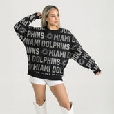 Miami Dolphins Gameday Couture Women's Oversized Hype Era Rhinestone Text Sweatshirt - Black cheap