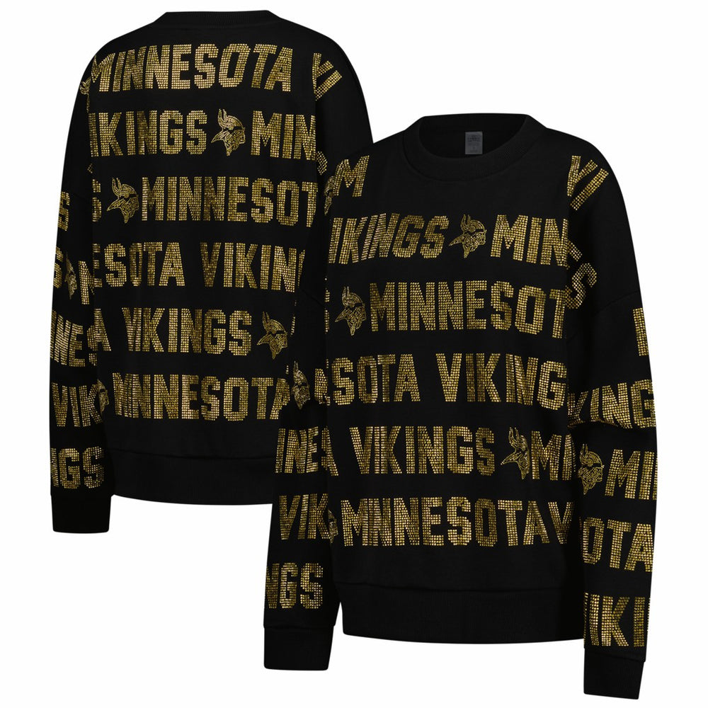 Minnesota Vikings Gameday Couture Women's Oversized Hype Era Rhinestone Text Sweatshirt - Black outlet