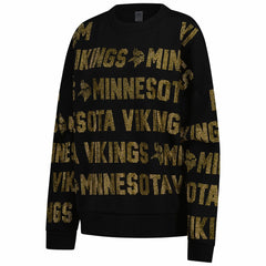 Minnesota Vikings Gameday Couture Women's Oversized Hype Era Rhinestone Text Sweatshirt - Black outlet