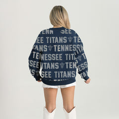 Tennessee Titans Gameday Couture Women's Oversized Hype Era Rhinestone Text Sweatshirt - Navy online