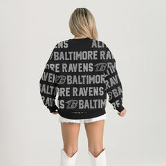 Baltimore Ravens Gameday Couture Women's Oversized Hype Era Rhinestone Text Sweatshirt - Black online
