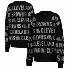 Cleveland Browns Gameday Couture Women's Oversized Hype Era Rhinestone Text Sweatshirt - Black cheap
