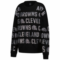 Cleveland Browns Gameday Couture Women's Oversized Hype Era Rhinestone Text Sweatshirt - Black cheap