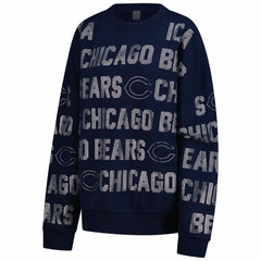 Chicago Bears Gameday Couture Women's Oversized Hype Era Rhinestone Text Sweatshirt - Navy sale