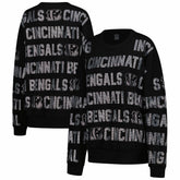 Cincinnati Bengals Gameday Couture Women's Oversized Hype Era Rhinestone Text Sweatshirt - Black on sale