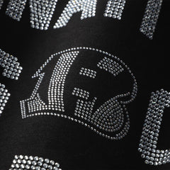 Cincinnati Bengals Gameday Couture Women's Oversized Hype Era Rhinestone Text Sweatshirt - Black on sale