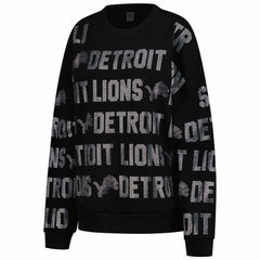 Detroit Lions Gameday Couture Women's Oversized Hype Era Rhinestone Text Sweatshirt - Black cheap