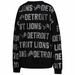 Detroit Lions Gameday Couture Women's Oversized Hype Era Rhinestone Text Sweatshirt - Black cheap