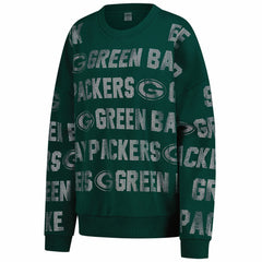 Green Bay Packers Gameday Couture Women's Oversized Hype Era Rhinestone Text Sweatshirt - Green on sale