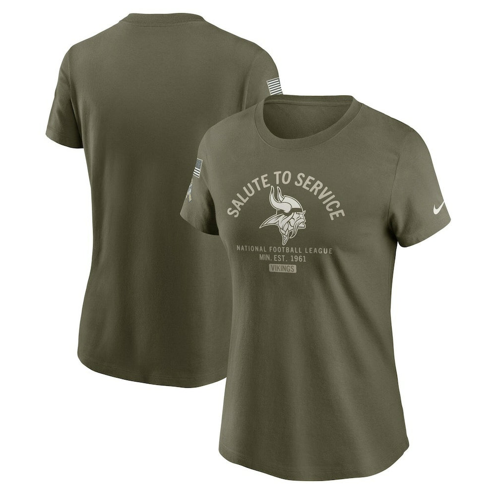 Minnesota Vikings Women's 2025 Salute to Service Sideline T-Shirt - Olive cheap