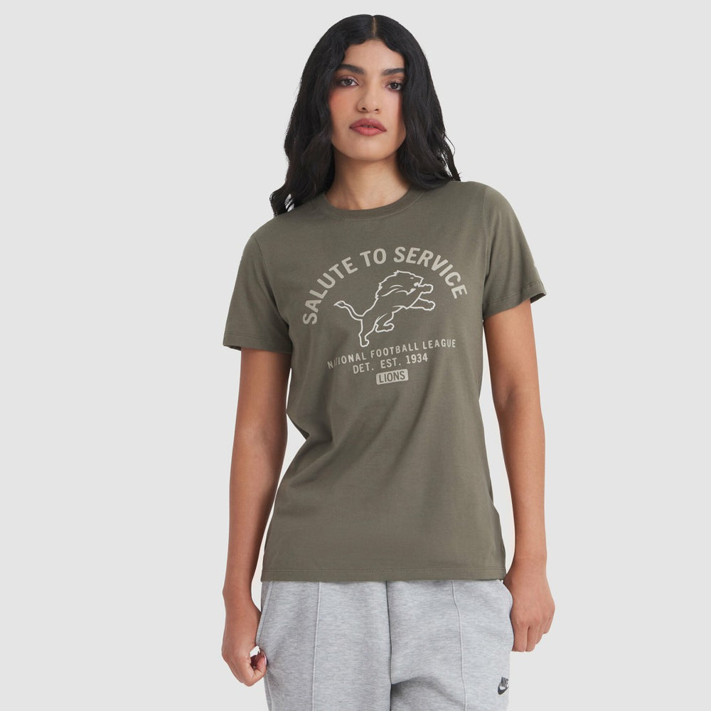 Detroit Lions Women's 2025 Salute to Service Sideline T-Shirt - Olive on sale