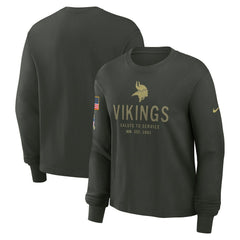 Minnesota Vikings Women's 2025 Salute to Service Sideline Dri-FIT Long Sleeve T-Shirt - Dark Green on sale