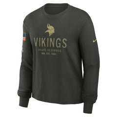 Minnesota Vikings Women's 2025 Salute to Service Sideline Dri-FIT Long Sleeve T-Shirt - Dark Green on sale