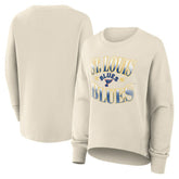 St. Louis Blues Fanatics Women's Oversized Vintage Slice Pullover Sweatshirt - Cream Sweatshirts