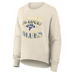 St. Louis Blues Fanatics Women's Oversized Vintage Slice Pullover Sweatshirt - Cream Sweatshirts