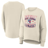 New York Rangers Fanatics Women's Oversized Vintage Slice Pullover Sweatshirt - Cream Sweatshirts