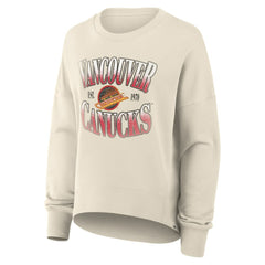 Vancouver Canucks Fanatics Women's Oversized Vintage Slice Pullover Sweatshirt - Cream Sweatshirts