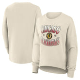Chicago Blackhawks Fanatics Women's Oversized Vintage Slice Pullover Sweatshirt - Cream Sweatshirts
