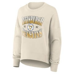Pittsburgh Penguins Fanatics Women's Oversized Vintage Slice Pullover Sweatshirt - Cream Sweatshirts
