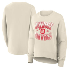 Detroit Red Wings Fanatics Women's Oversized Vintage Slice Pullover Sweatshirt - Cream Sweatshirts