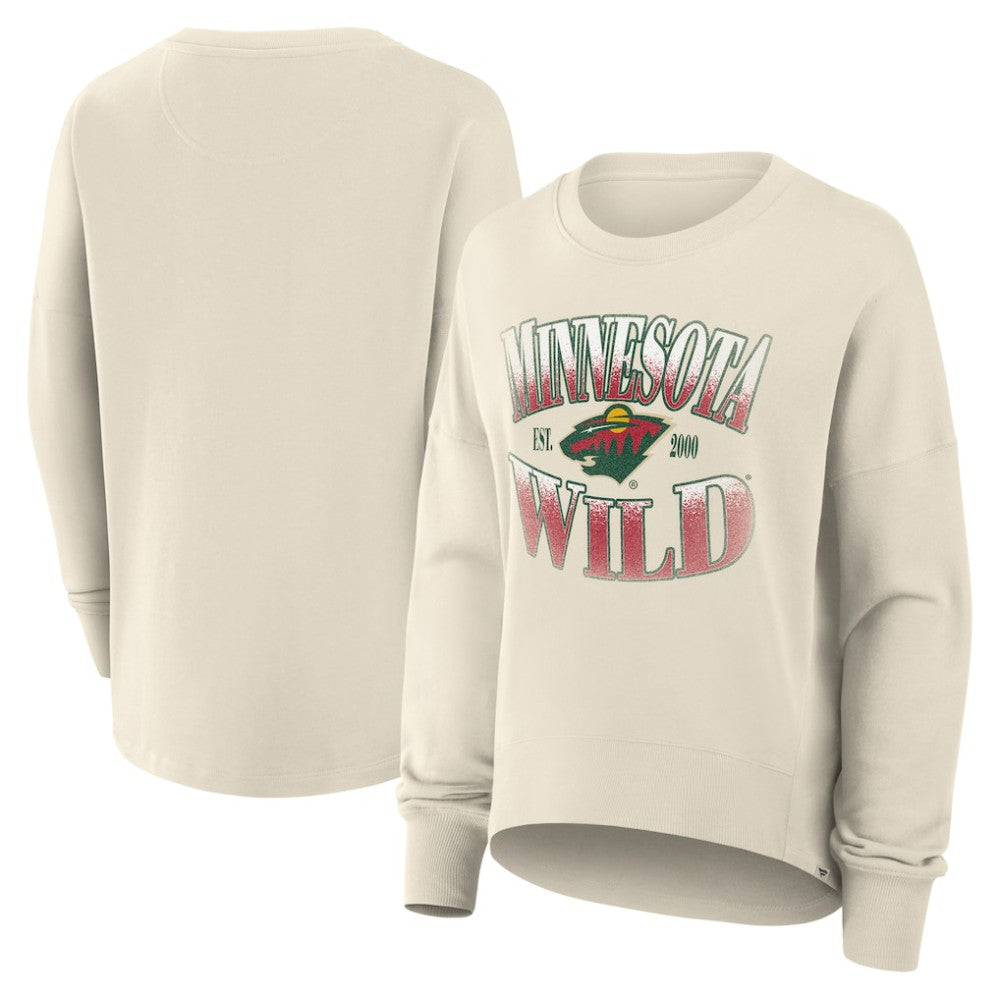 Minnesota Wild Fanatics Women's Oversized Slice Pullover Sweatshirt - Cream Sweatshirts