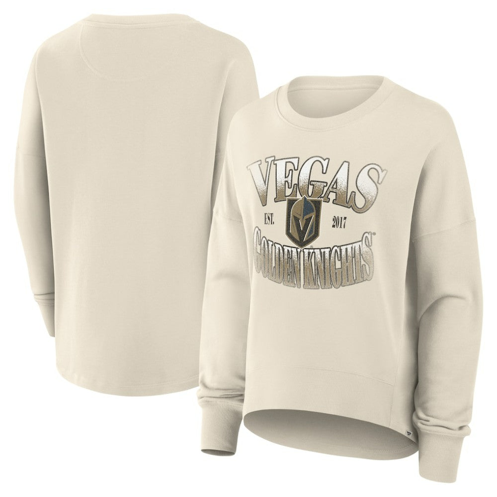 Vegas Golden Knights Fanatics Women's Oversized Slice Pullover Sweatshirt - Cream Sweatshirts