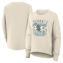 Seattle Kraken Fanatics Women's Oversized Slice Pullover Sweatshirt - Cream Sweatshirts