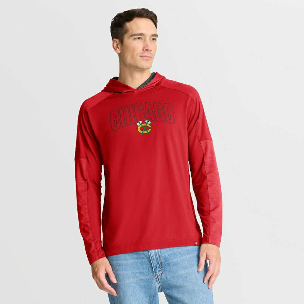 Chicago Blackhawks Fanatics Penalty Shot Long Sleeve Hoodie T-Shirt - Red T-shirts