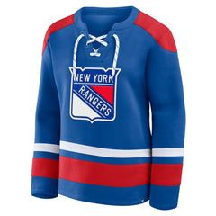 New York Rangers Fanatics Women's Icing Long Sleeve Lace Up Sweatshirt - Blue Sweatshirts