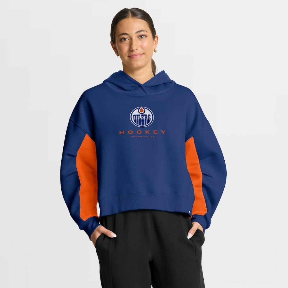 Edmonton Oilers Fanatics Women's Back Check Boxy Hoodie - Royal Hoodies