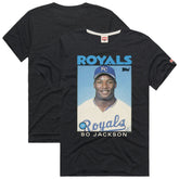 Bo Jackson Kansas City Royals Homage 1986 Topps Baseball Card Player T-Shirt Charcoal