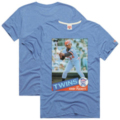 Kirby Puckett Minnesota Twins Homage 1985 Topps Baseball Card Player Tri-Blend T-Shirt Light Blue