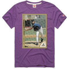 Randy Johnson Arizona Diamondbacks Homage 1999 Topps Baseball Card Player T-Shirt Purple
