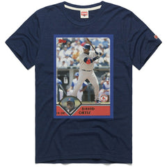 David Ortiz Boston Red Sox Homage 2003 Topps Baseball Card Player T-Shirt Navy